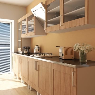 3D render of a contemporary kitchen interior